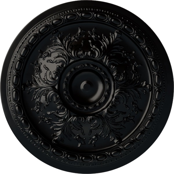 Ekena Millwork Stockport Ceiling Medallion (Fits Canopies up to 6 1/4"), Hand-Painted Jet Black, 28"OD x 2 3/4"P CM28STBLF - main